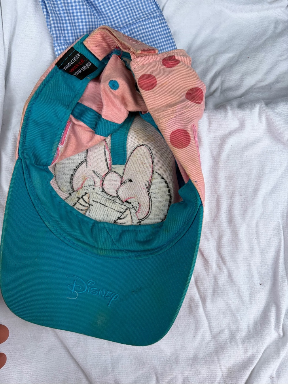 Disney Teal Brim Pink Polka Dot Minnie Baseball Cap